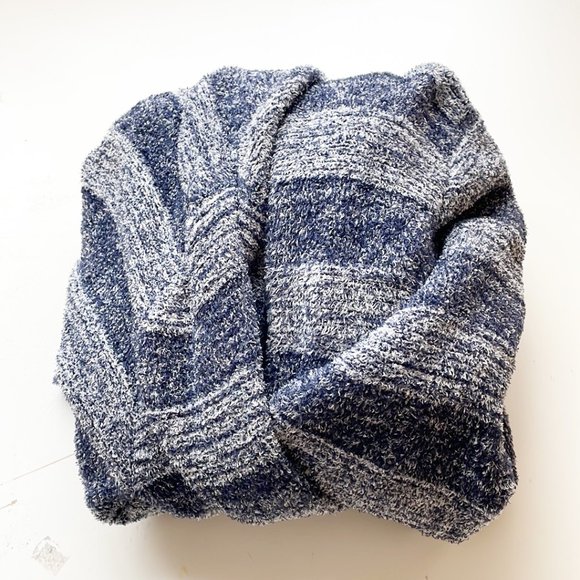 Barefoot Dreams Blue Striped Bamboo Chic Lite Cardigan L/XL Long Sleeve - Picture 10 of 10